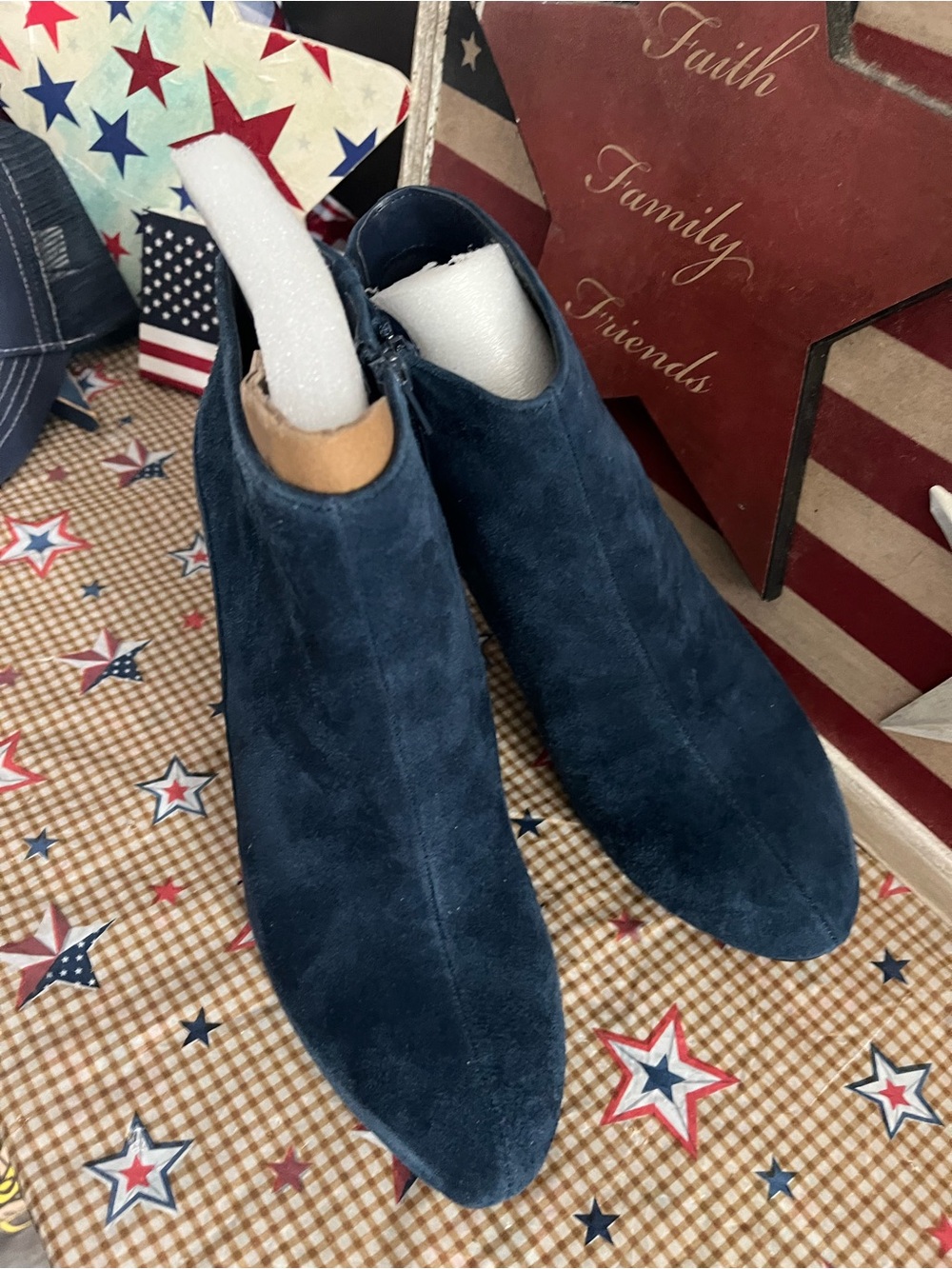 Bella Vita Navy Pointed Toe Ankle Boots